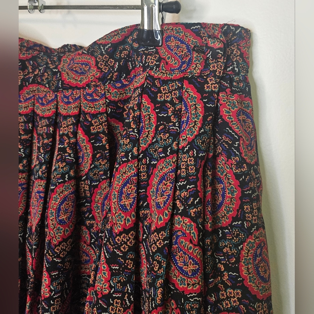 Vintage 90s Braemar By Jeremy Scott Pleated Paisley Maxi Skirt